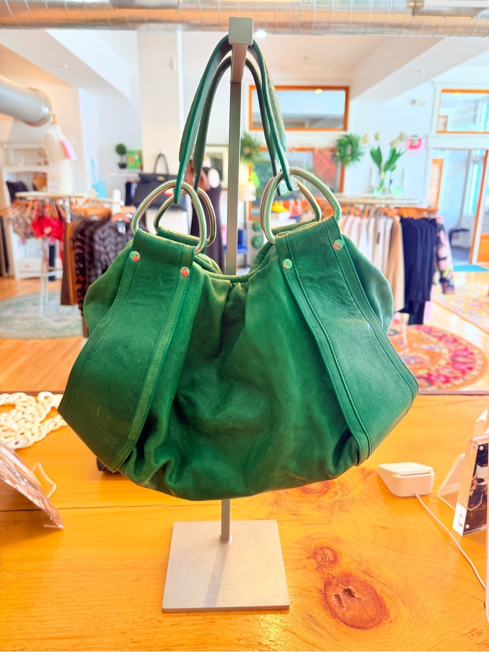 Kooba Emerald Green Ring-Handle Hobo